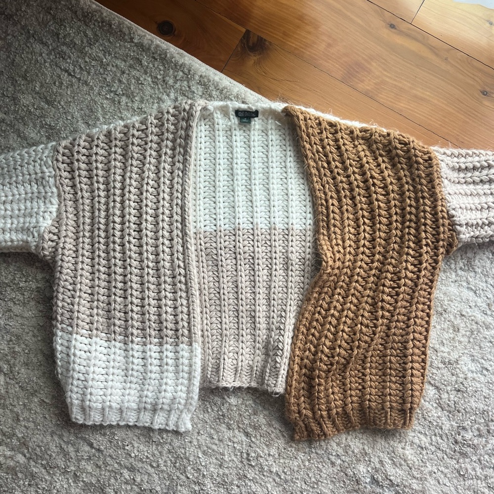 Chunky Knit Block Color Cardigan